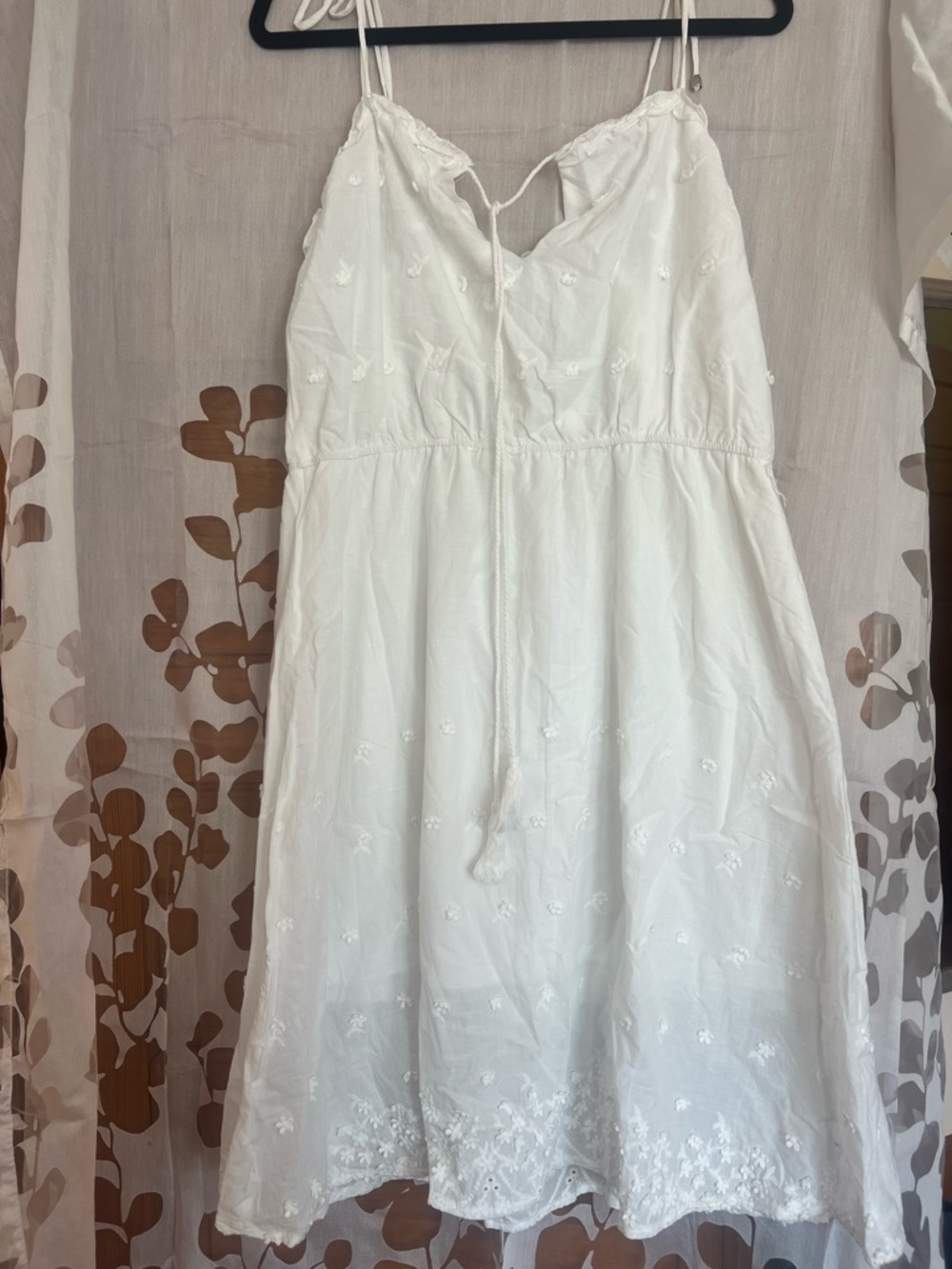 Amaryllis White Embroidered Tie-Front Mini Dress